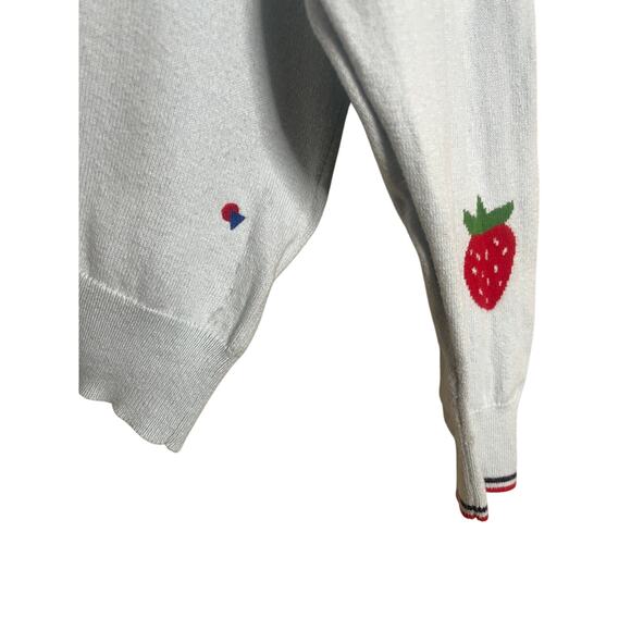 Clare V. Classic Strawberry Sweater Cotton Cashmere Womans Large - Picture 9 of 11